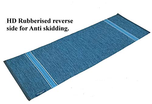 ASE YOGA INDIA Organic and Eco Friendly Cotton Yoga Mat (61X183 cm, 6 mm Thick, Navy Blue and Turquoise)
