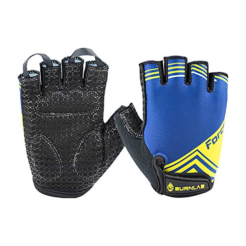 BURNLAB Flex Gym Gloves for Men and Women - Ideal for Weightlifting, Cycling, Crossfit, Offers Good Grip and Soft Padding (Force Blue, Medium)