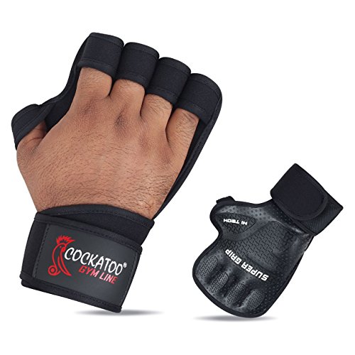 Cockatoo CK100 Gym Gloves with Wrist Support; Weight Lifting Gloves (M)