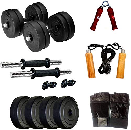 Hashtag-#TAG 20 KG Adjustable Dumbbell Set With Gloves+ Rope+Hand-Gripper
