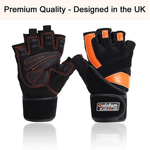 Qatalyze Microfiber Gym Hand Gloves with Wrist Support for Men and Women (Black, Medium)