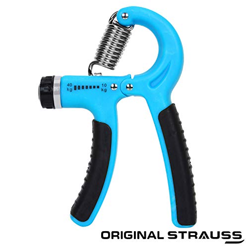 Strauss Adjustable Hand Grip| Adjustable Resistance (10KG - 40KG) | Hand Gripper for Home & Gym Workouts | Perfect for Finger & Forearm Hand Exercises & Strength Building for Men & Women (Black/Blue)