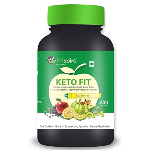 Fitspire KETO FIT Weight Management 60 Capsules with Green Tea & Green Coffee Extracts including Apple Cider Vinegar for detox, 100% Vegan, Helps in Weight loss