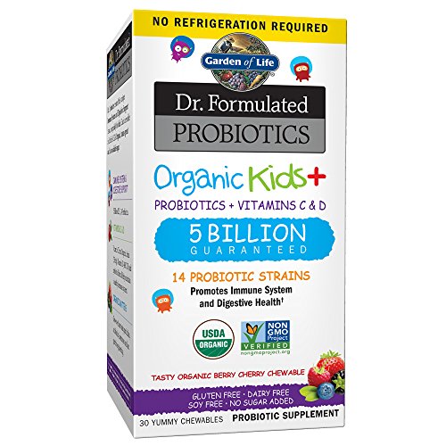 Garden of Life Probiotic Chewable Dr. Formulated Organic Kids+ Supplement, Shelf Stable for Kids - 30 Count