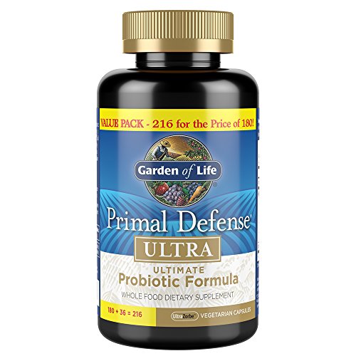 Garden of Life Whole Food Probiotic Supplement - Primal Defense ULTRA Ultimate Probiotic Formula Dietary Supplement, 216 Vegetarian Capsules