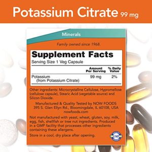 Now Foods, Potassium Citrate Capsules 99mg...