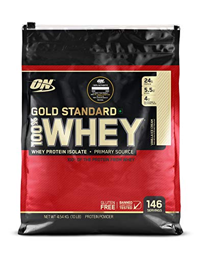 Optimum Nutrition (ON) Gold Standard 100% Whey Protein Powder- (Vanilla Ice Cream) 4 kg, 129 servings, for Muscle Support & Recovery, Vegetarian - Primary Source Whey Isolate