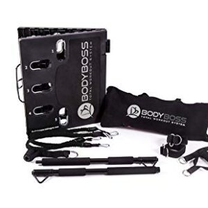 BodyBoss 2.0 – Full Portable Home Gym Workout Package + Resistance Bands – Collapsible Resistance Bar, Handles – Full…