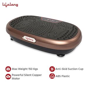 Lifelong Crazyfit Vibration Plate Massager Machine for Home & Gym Workout for Full Body, Weight Loss,Muscle Toning, Pain Relief, Flexibility, Calorie Burning,Comes with 5 Program Modes & Remote (LLM234 ,1 Year Warranty, Corded Electric, Brown)