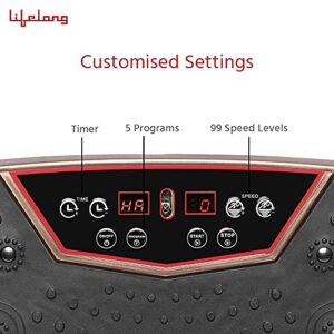 Lifelong Crazyfit Vibration Plate Massager Machine for Home & Gym Workout for Full Body, Weight Loss,Muscle Toning, Pain Relief, Flexibility, Calorie Burning,Comes with 5 Program Modes & Remote (LLM234 ,1 Year Warranty, Corded Electric, Brown)