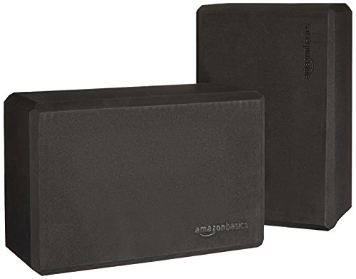 amazon basics Foam Yoga Blocks - 4 X 9 X 6 Inches, Set Of 2, Black
