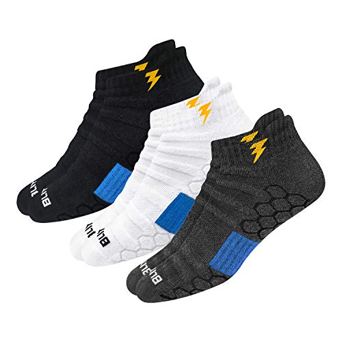 BLITZSOX Men's Ankle Length Cotton Blend Socks (Pack of 3) (BL-ATH-IND-LC-M_Multicolor)