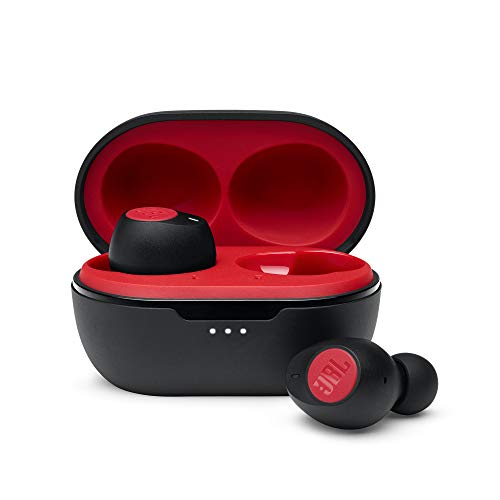JBL C115 True Wireless in Ear Earbuds with Mic, Jumbo 21 Hours Playtime with Quick Charge, True Bass, Dual Connect, Bluetooth 5.0, Type C and Voice Assistant Support for Mobile Phones (Red)