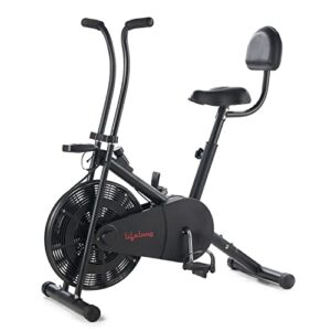 Lifelong LLEB102 Air Bike Exercise Machine with Stationary Handle and Back Support with Max User Weight 100Kg, Workout at Home (Free Home Installation, 6 Months Warranty, Black)