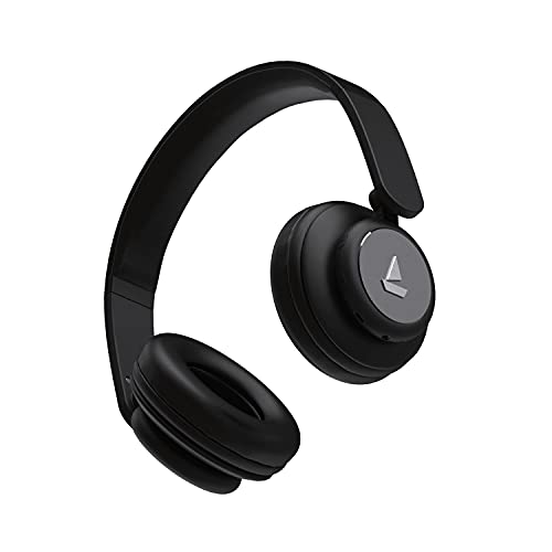 boAt Rockerz 450 Bluetooth On Ear Headphones with Mic, Upto 15 Hours Playback, 40MM Drivers, Padded Ear Cushions, Integrated Controls and Dual Modes(Luscious Black)