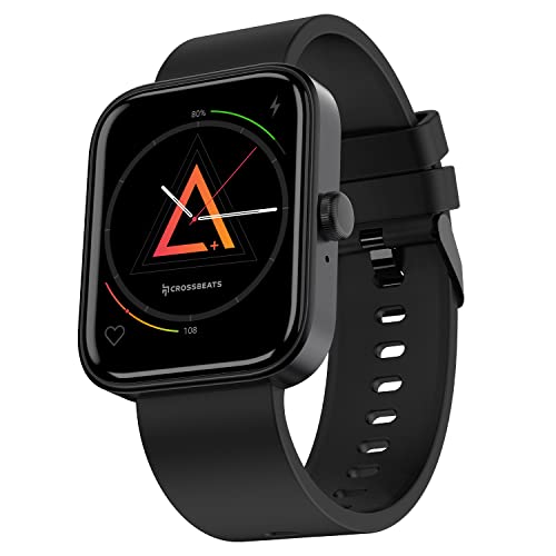 CrossBeats Ignite Spectra Plus Large 1.83" Super AMOLED Smartwatch with BT Calling, Always On Display, in-Built Storage for Music up to 150+ Songs, Connect Your TWS or Neckband, Health Suite (Black)